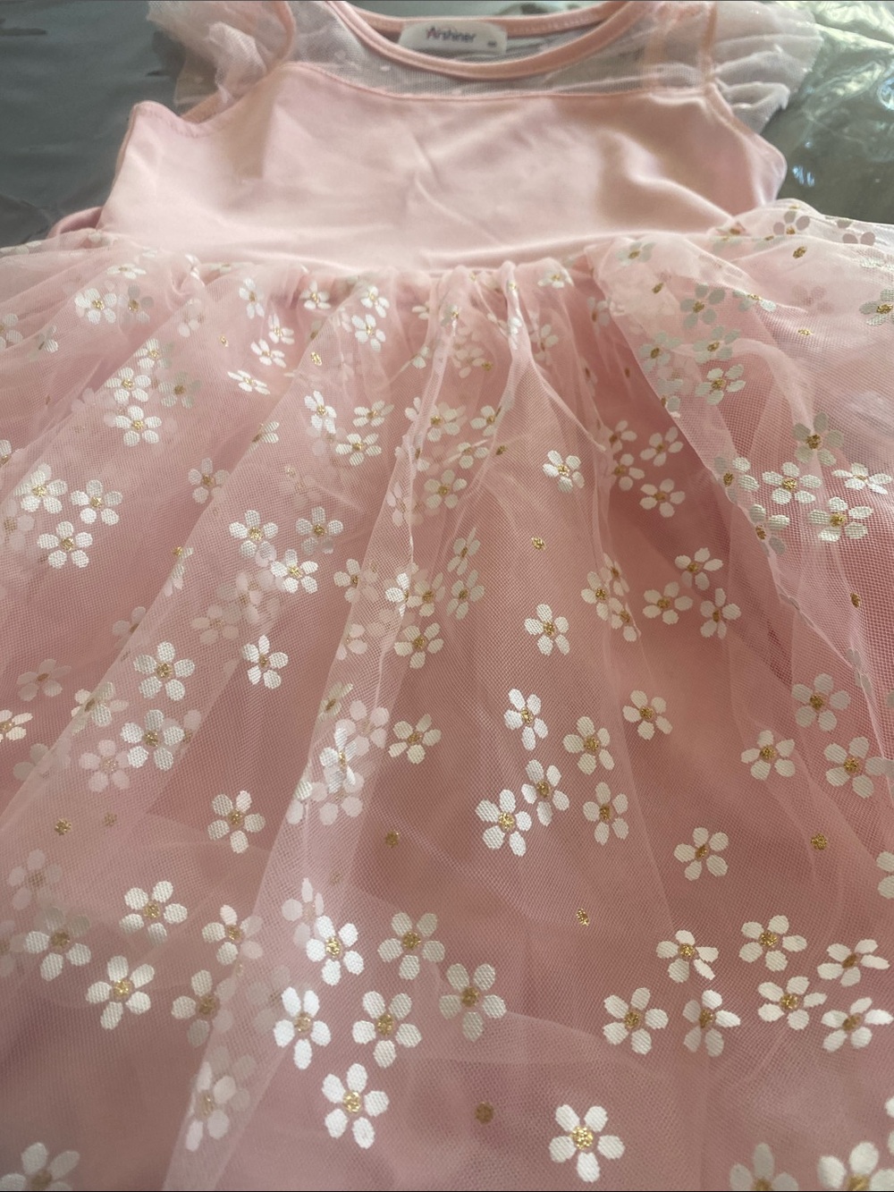 Pink Floral Tulle Party Dress